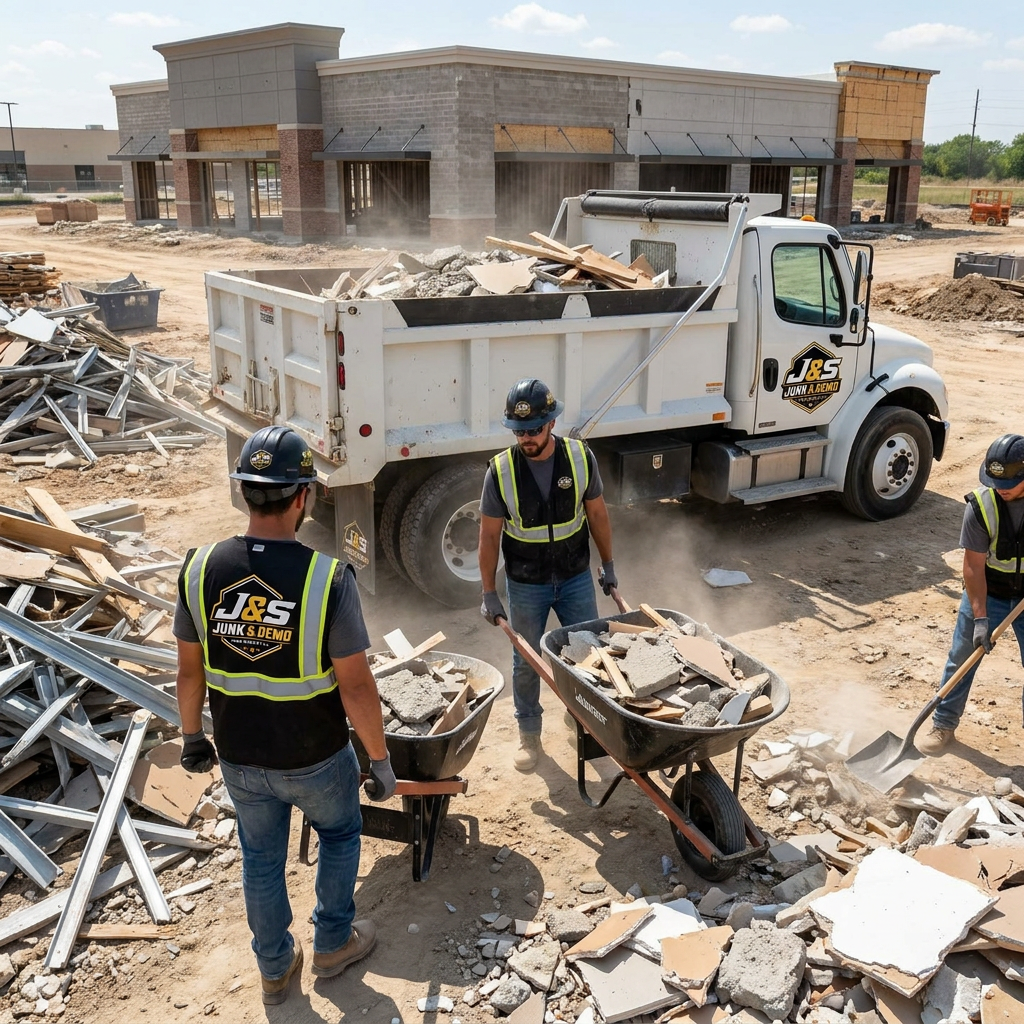 Construction debris removal and commercial hauling by J&S Junk & Demo